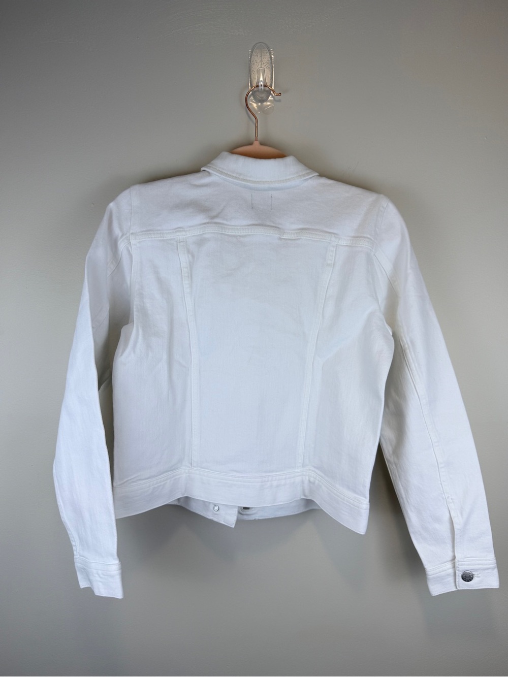 J.Crew White Denim Trucker Jacket Stretch Button Front XS - Picture 5 of 9